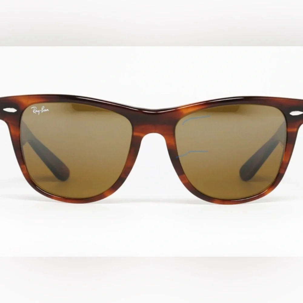 Ray-Ban Wayfarer Sunglasses in a tortoise shell pattern made in Italy - Picture 1 of 6